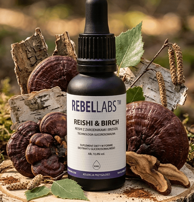Reishi + Brzoza (Reishi + Betula Triterpene) – Optymalizacja metaboliczna i detoksykacja wątroby