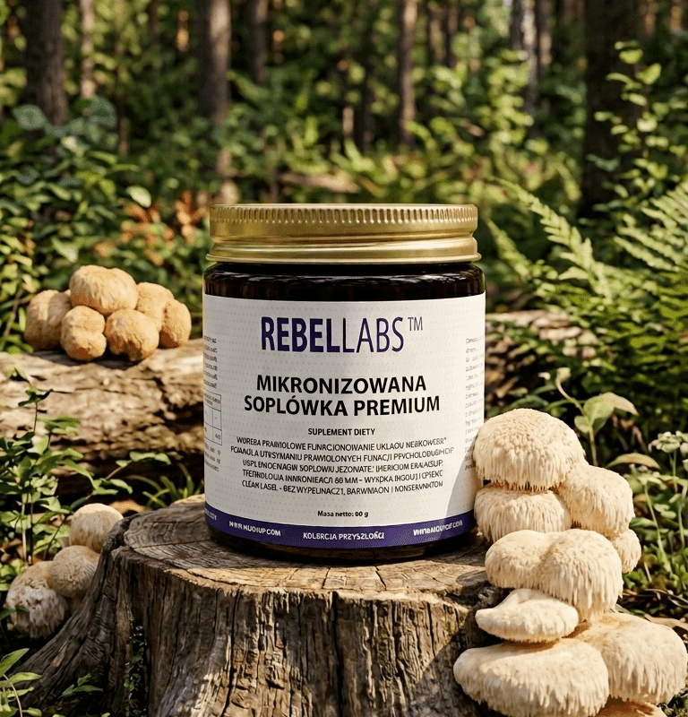 REBEL Soplówka Jeżowata MIKRONIZOWANA — proszek 60 g | owocnik, 60 µm